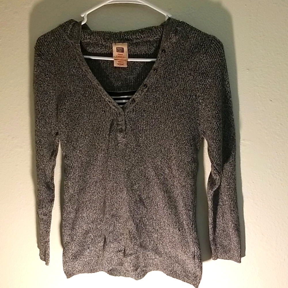 Gray Hooded Faded Glory Vneck Sweater